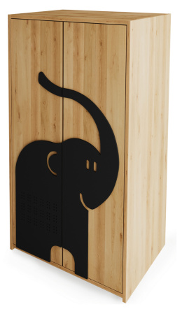 Elephant small wardrobe - solid, oiled alder and pine wood