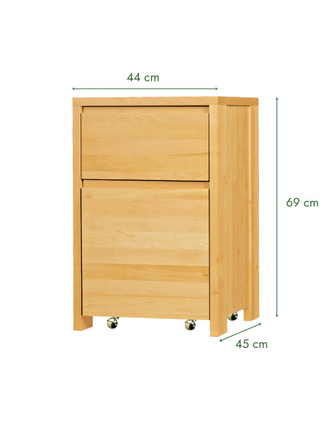 Kontener pod biurko Silva - lite, lakierowane drewno olchowe