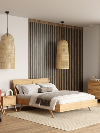 Łóżko Arbaro z zagłówkiem - lite, olejowane drewno olchowe