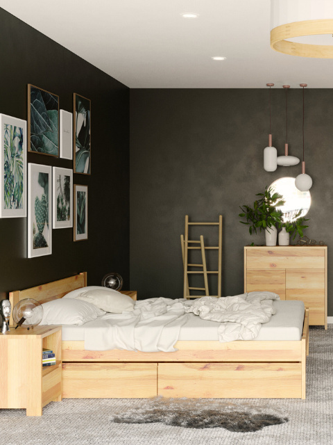 Łóżko Silva - lite, lakierowane drewno olchowe