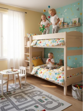 The Forest Loft Bunk Bed Set - solid, oiled pine wood
