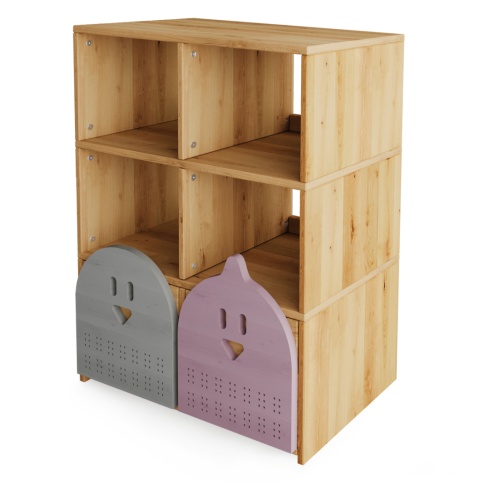 Regał Ptaki - nadstawka podwójna - lite, olejowane drewno olchowe