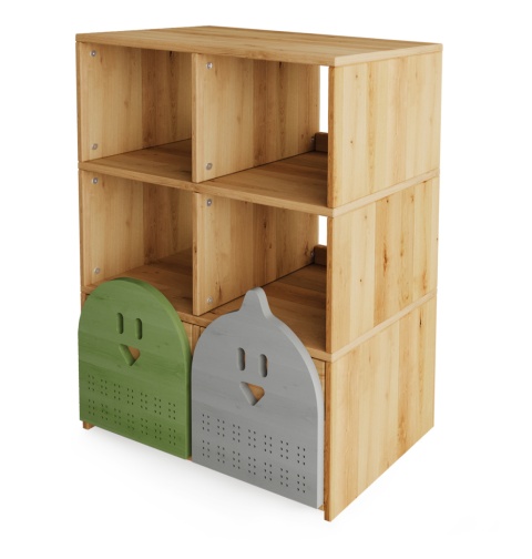 Regał Ptaki - nadstawka podwójna - lite, olejowane drewno olchowe