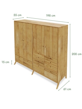 Szafa Arbaro 200 - lite, olejowane drewno olchowe